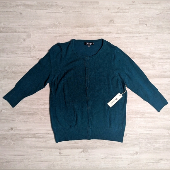 YeMak 3/4 Sleeve Button Down Cardigan Size 1X - Picture 1 of 5